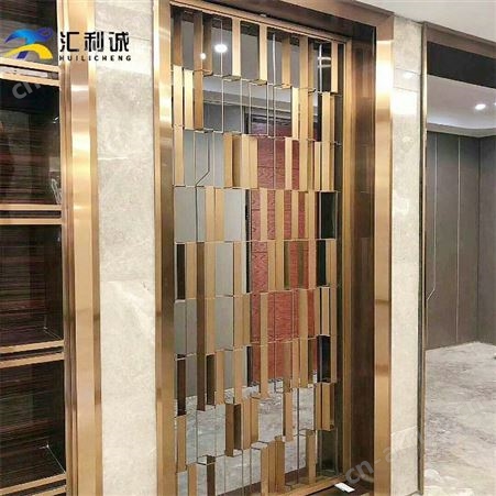 客厅玻璃可旋转屏风设计 茶色不锈钢金属隔断定制