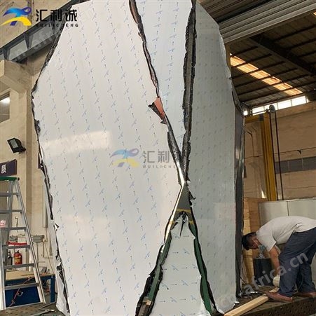 机场装饰金属包柱定制 商业商场大堂异型不锈钢包圆柱设计