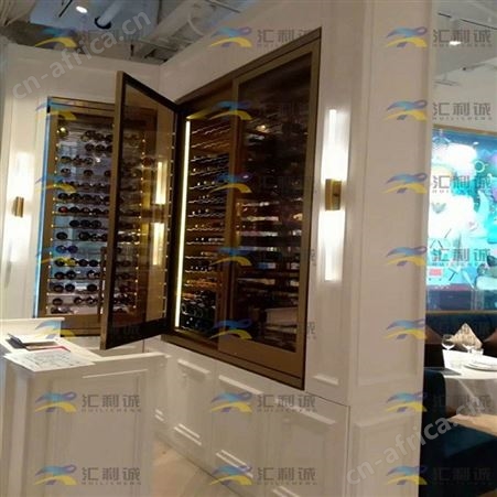 家用客厅展示酒柜 金属不锈钢酒柜隔断 酒窖工程定制