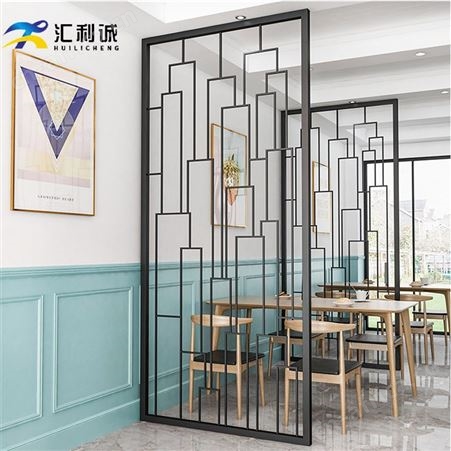 黑钛金餐台餐厅不锈钢屏风隔断 商业酒店金属屏风定制