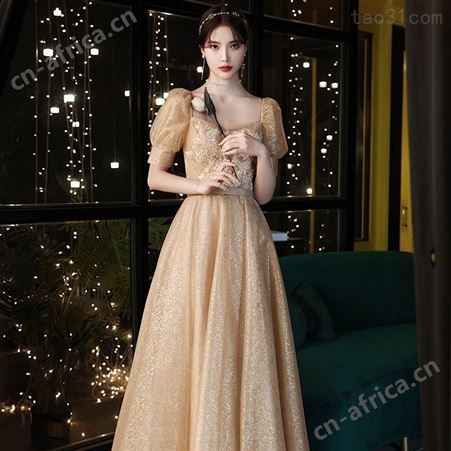 金色显瘦合唱服高档连衣裙演出服出租