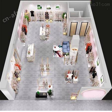 服装店整店设计展示架金色侧挂上墙架落地架中岛架吊架男女装服装展示架新品定做