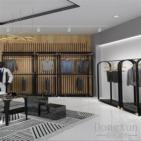 高档品牌男装店专用展示架 落地式黑色时尚潮牌店挂衣服架子 服装展柜  男装展柜   服装展示架 服装展柜厂
