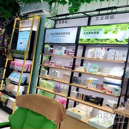 化妆品展示柜 化妆品背柜 美妆柜子 带灯箱店面产品展柜 美容院铁木韩式货架展示柜定制展柜厂