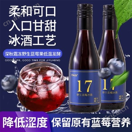 霁屿恒有机野生蓝莓小冰酒微醺11°女士晚安酒187ml×6支蓝莓酒
