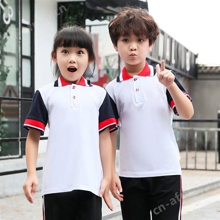 夏季小学校服 休闲儿童POLO衫 宽松T恤童装纯棉儿童套装批发定制