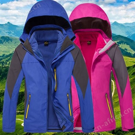 秋冬季户外冲锋衣男女两件套三合一加绒工装加厚保暖登山服工作服