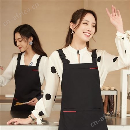 副食商店营业员背带围裙烧烤夜市火锅店服务员双肩带围腰长款定制