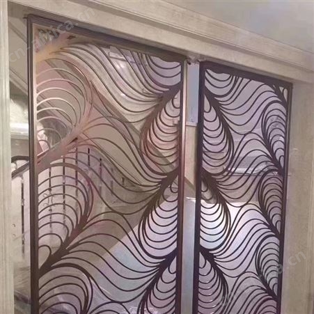 钛金轻奢不锈钢屏风隔断  酒店大堂简约现代新中式玄关不锈钢花格