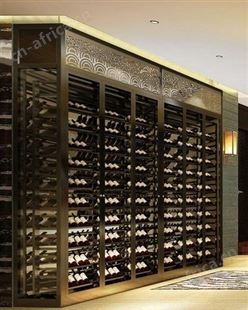 客厅镂空花格不锈钢酒架 落地式不锈钢恒温酒柜