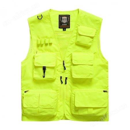 荧光绿多包马甲透气骑行服可印字定制成都厂家供一件起订工作服马甲