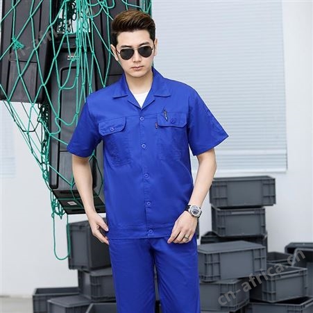 龙宽服装 夏季纯棉短袖男士工作服 企业工装定制