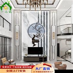 大气复式麋鹿石材背景墙 微晶石 一品瓷
