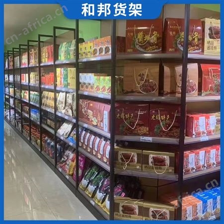 高档进口超市便利店钢木结合展示货架 烟酒饮料食品四立柱单双架