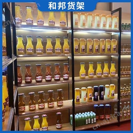 高档进口超市便利店钢木结合展示货架 烟酒饮料食品四立柱单双架