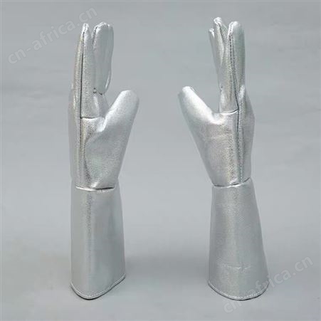 劳卫士隔热手套LB-LWS-004铝箔耐高温手套五指银色劳保1000度手套