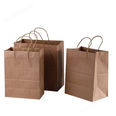 简约款外卖奶茶食品包装手提式牛皮纸袋 便携可折叠式纸袋批发 爱妃