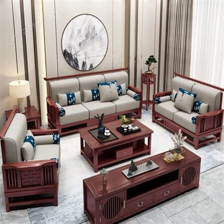 浙江现代简约沙发组合 客厅新中式沙发  实木沙发工厂