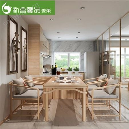 浙江中式实木茶桌 南榆木仿古茶公茶桌椅组合 禅意实木功夫茶台套装