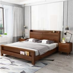 海南北欧实木床双人床1.5m1.8米大床 现代简约主卧日式原木储物高箱床批发