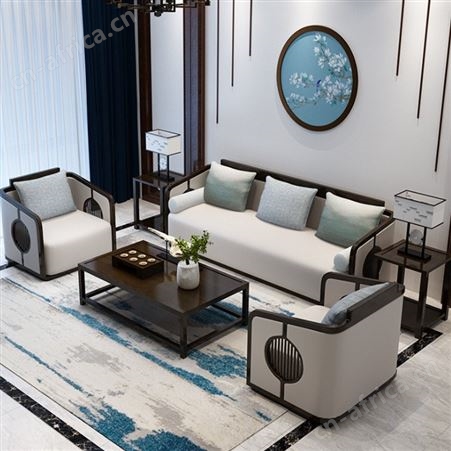 广东现代简约沙发组合 客厅新中式沙发  酒店沙发组合定制