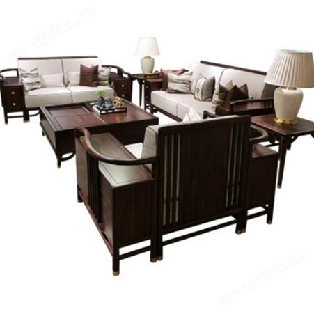 新中式沙发组合现代简约禅意沙发客厅别墅会所乌金木家具